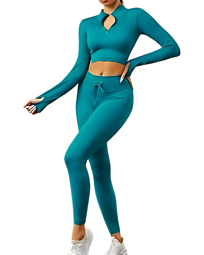 Long Sleeve Crop Top and Leggings Set