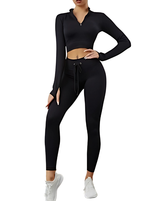 Long Sleeve Crop Top and Leggings Set